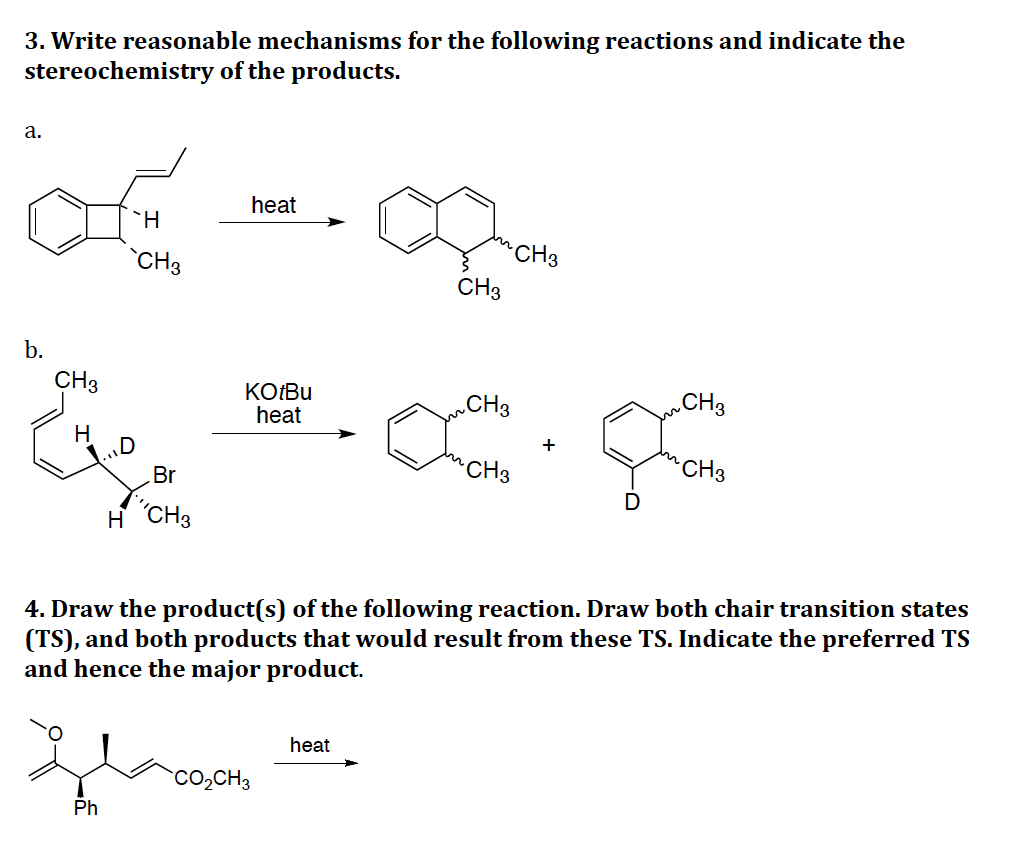 Solved 1. Draw The Product(s) Of The Following Reactions. 