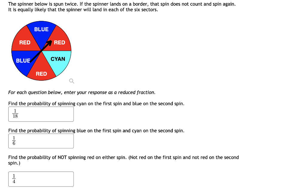 Solved The spinner below is spun twice. If the spinner lands