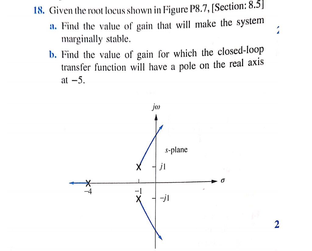 Solved 18. Given The Root Locus Shown In Figure P8.7, | Chegg.com