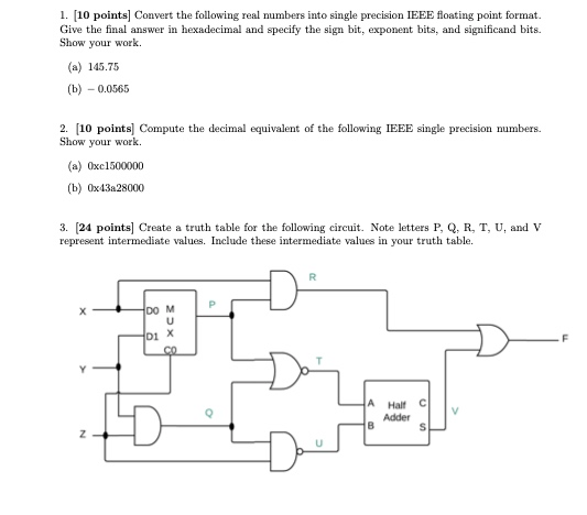 Solved 1. [10 points) Convert the following real numbers | Chegg.com