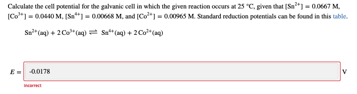 Solved Calculate the cell potential for the galvanic cell in | Chegg.com
