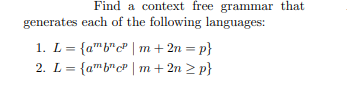 Solved Find a context free grammar that generates each of | Chegg.com