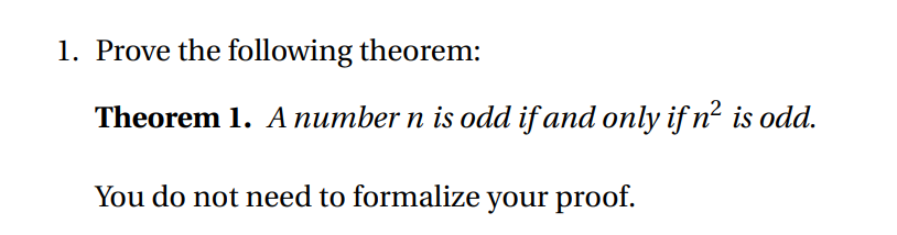 Solved 1. Prove the following theorem: Theorem 1. A number n | Chegg.com