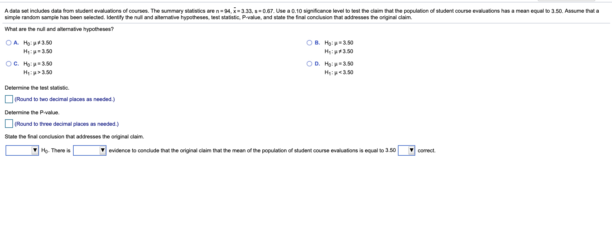 Solved A data set includes data from student evaluations of