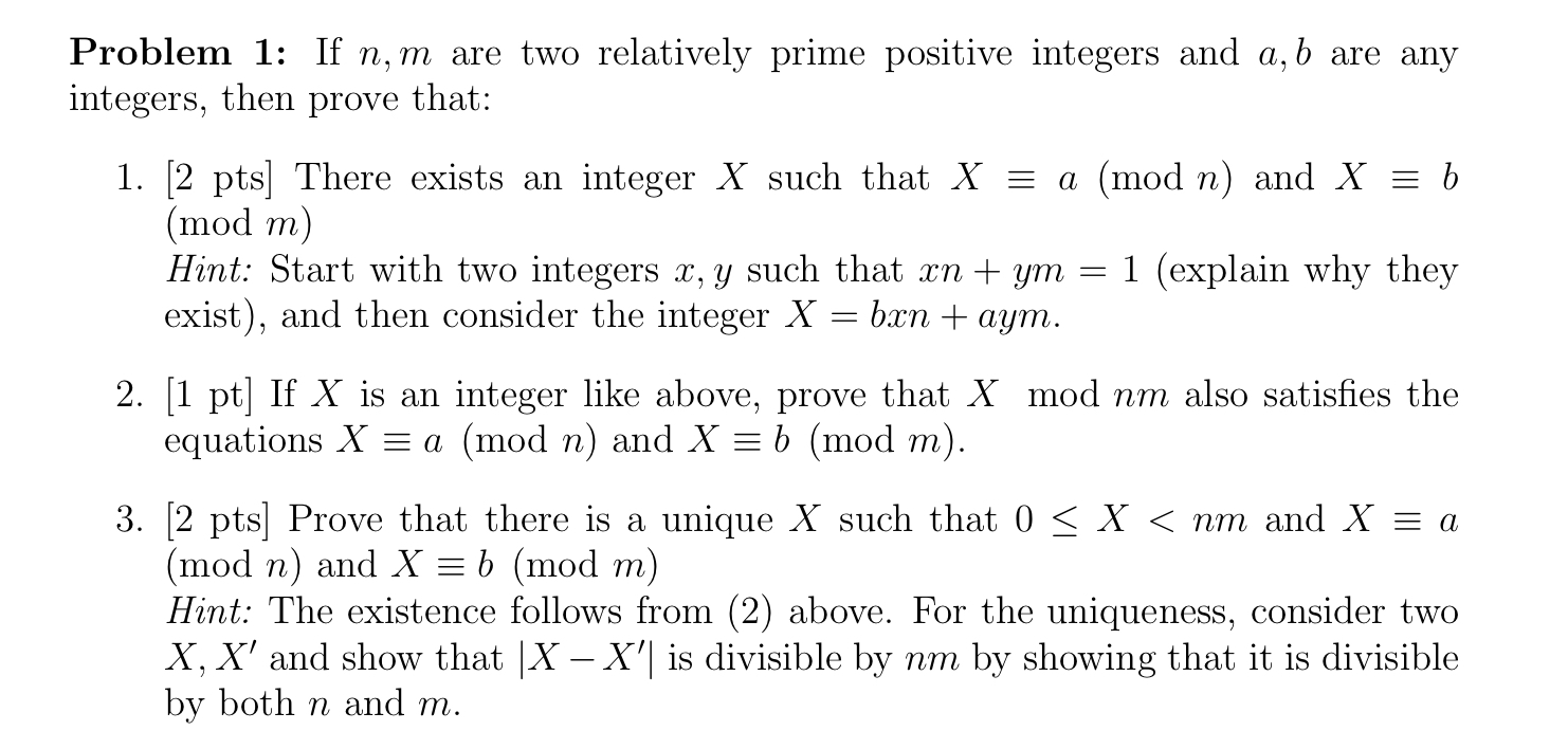 Solved problem 1 if n m are two relatively prime positive chegg