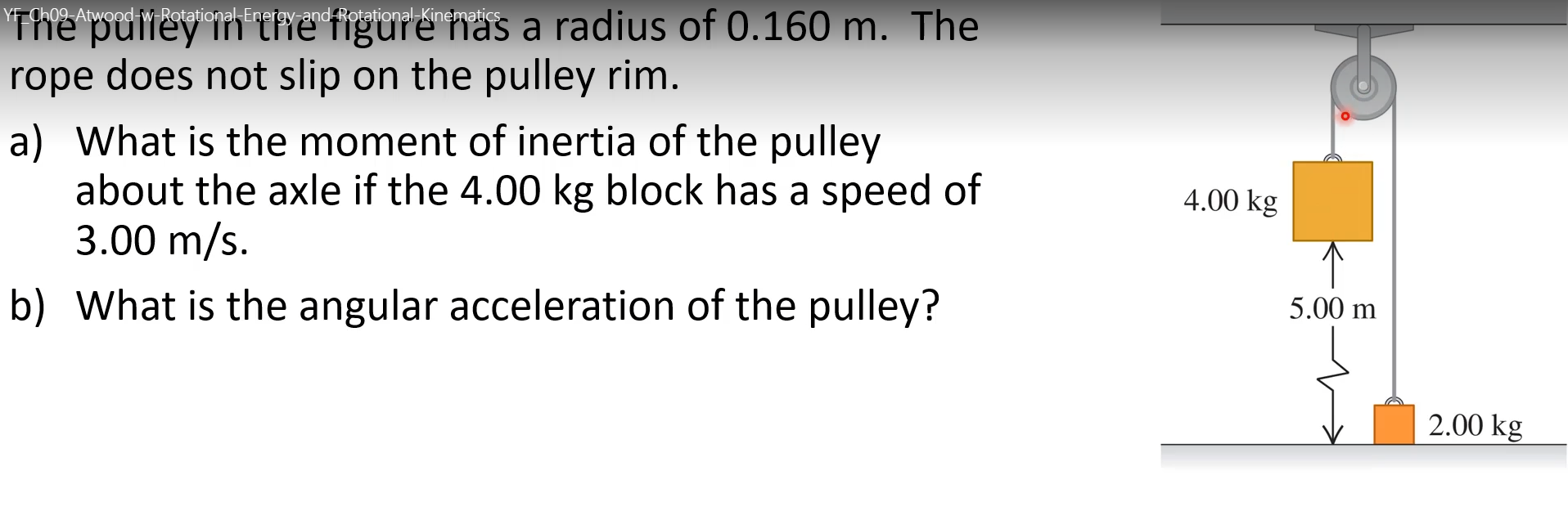 Solved The pulley me the figure nas a radius of 0.160 m. The