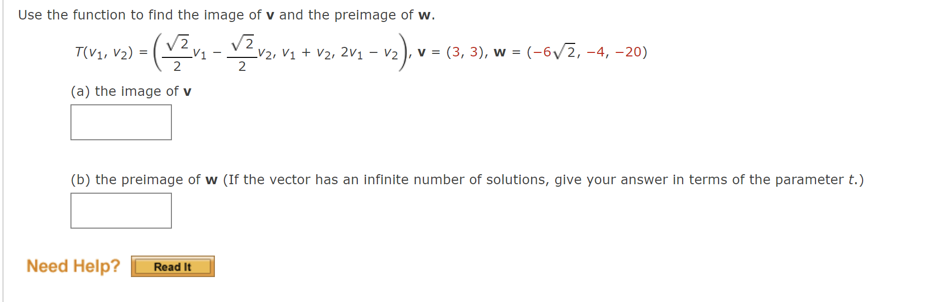 Solved Use the function to find the image of v and the | Chegg.com