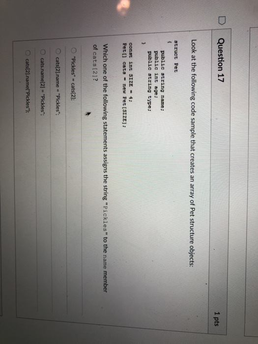 Solved DQuestion 13 1 pts Look at the following code sample: | Chegg.com