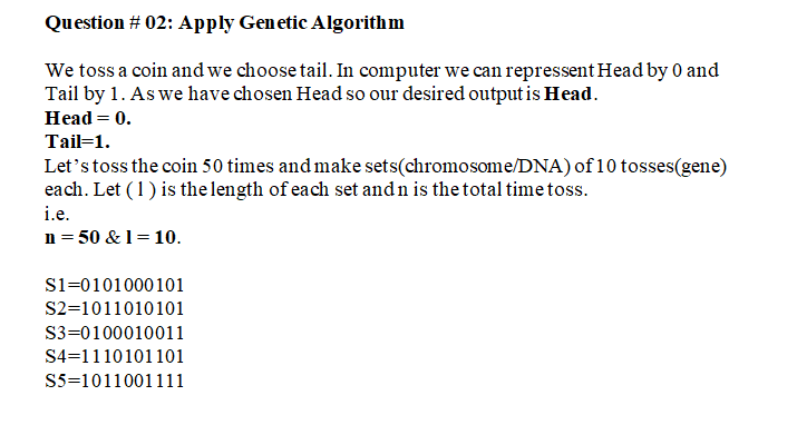 Question #02: Apply Genetic Algorithm We toss a coin | Chegg.com