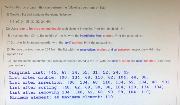 Solved Write a Python program that can perform the following | Chegg.com