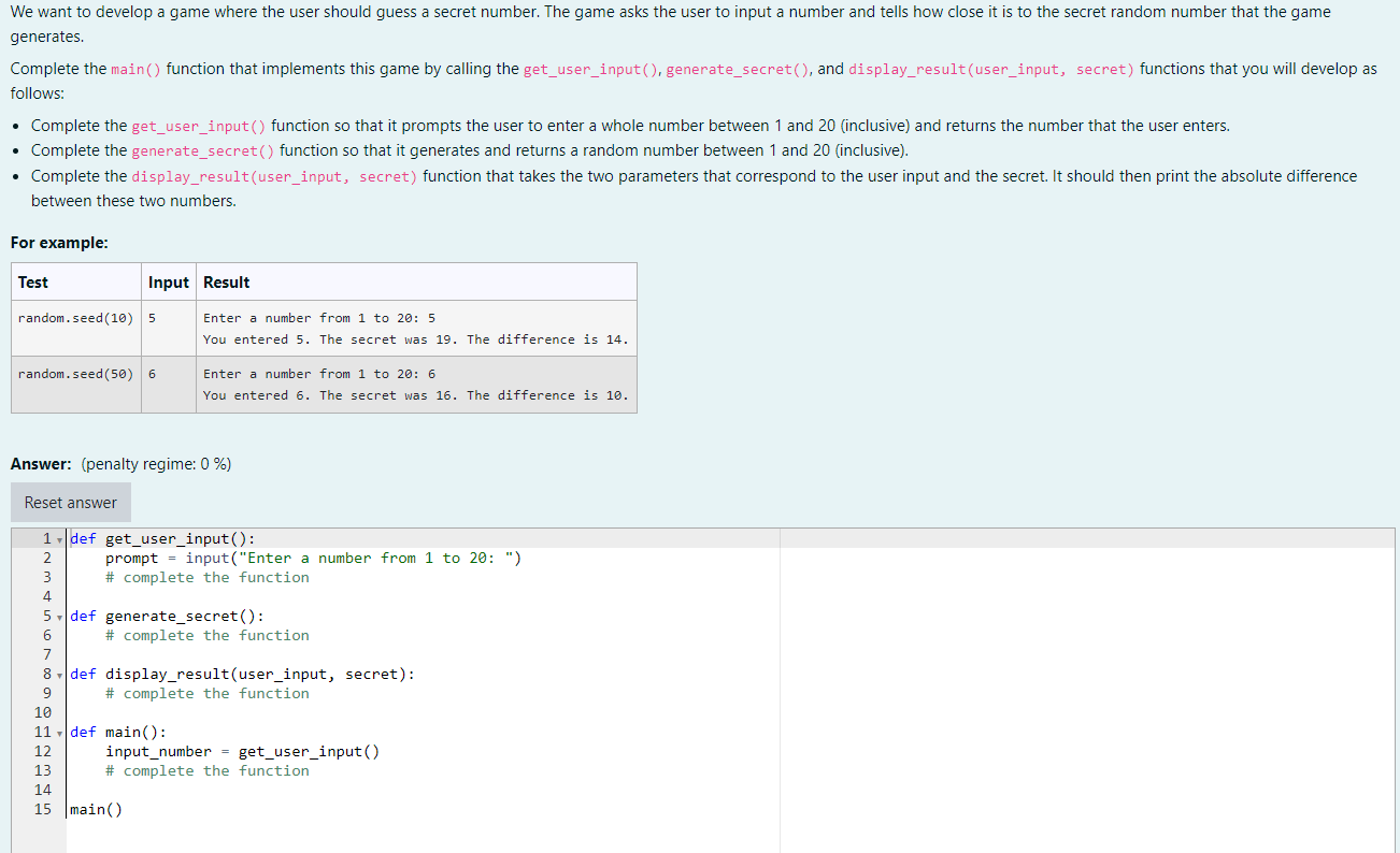 Solved We want to develop a game where the user should guess | Chegg.com