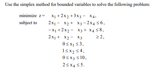 Solved Use the simplex method for bounded variables to solve | Chegg.com