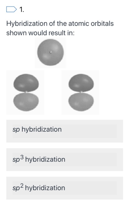 Solved D 1. Hybridization of the atomic orbitals shown would | Chegg.com