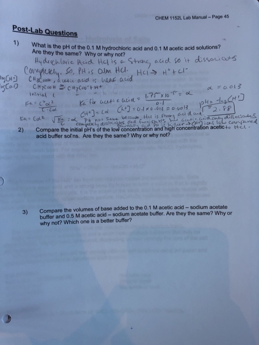 Solved Answer Chemistry Lab Page 45 2 And 3 Not The | Chegg.com