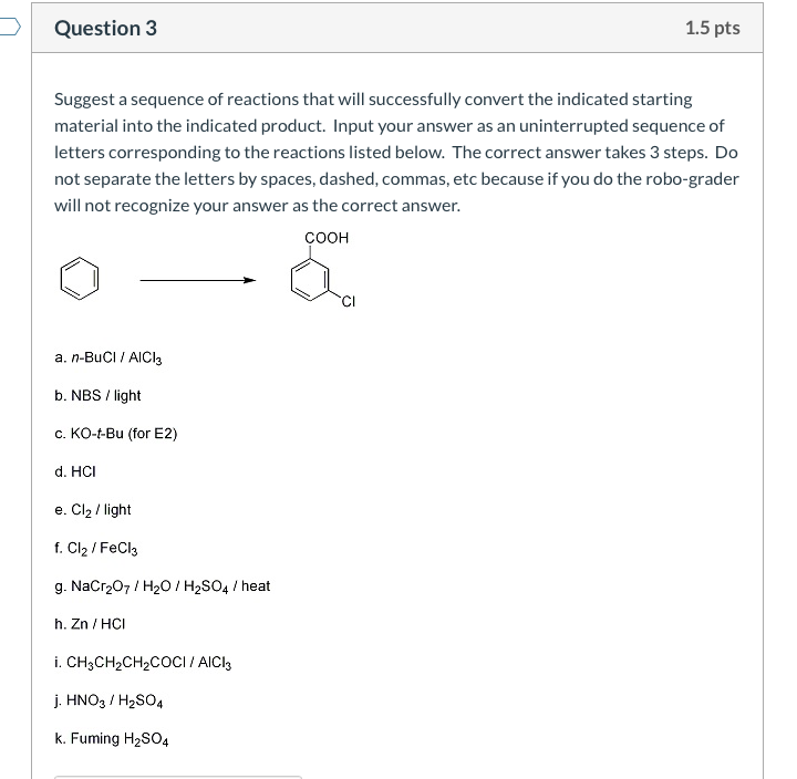 Solved Question 3 1.5 pts Suggest a sequence of reactions | Chegg.com