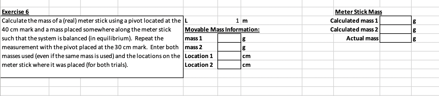 Solved Exercise 6 Calculate the mass of a (real) meter stick | Chegg.com