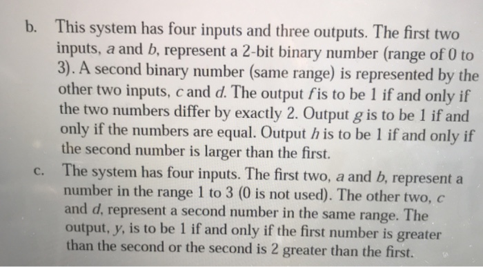 Solved B. This System Has Four Inputs And Three Outputs. The | Chegg.com