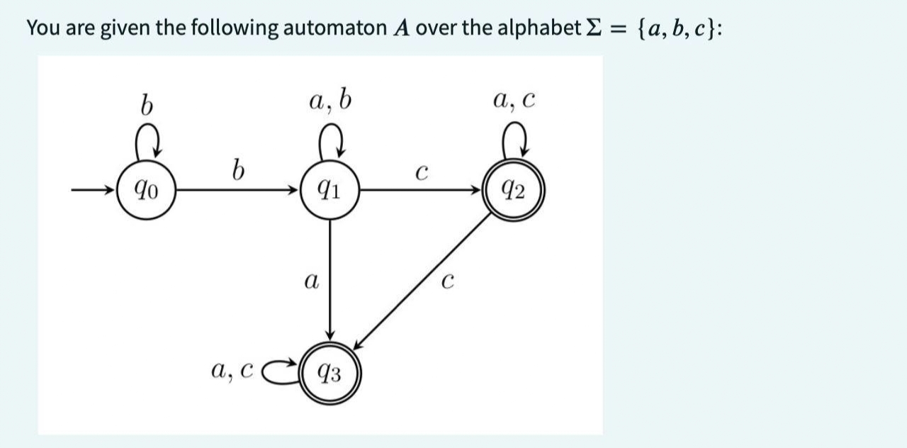 Solved You are given the following automaton \\( A \\) over | Chegg.com