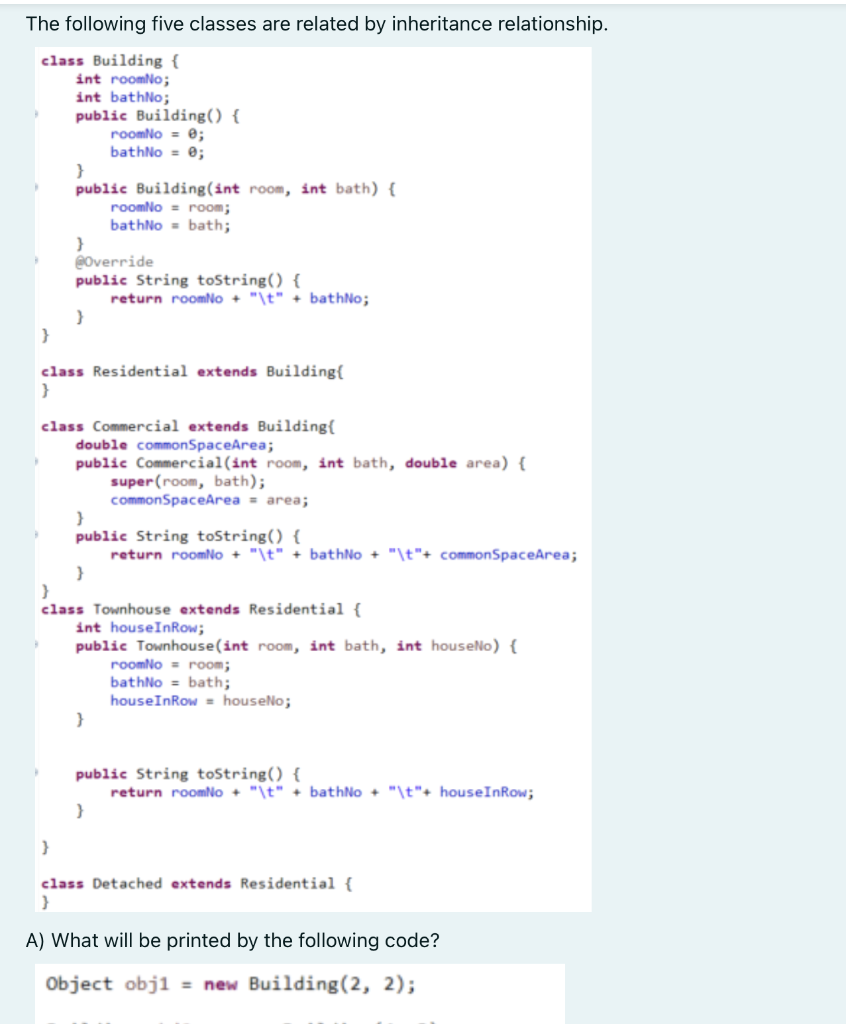 Solved The following five classes are related by inheritance | Chegg.com