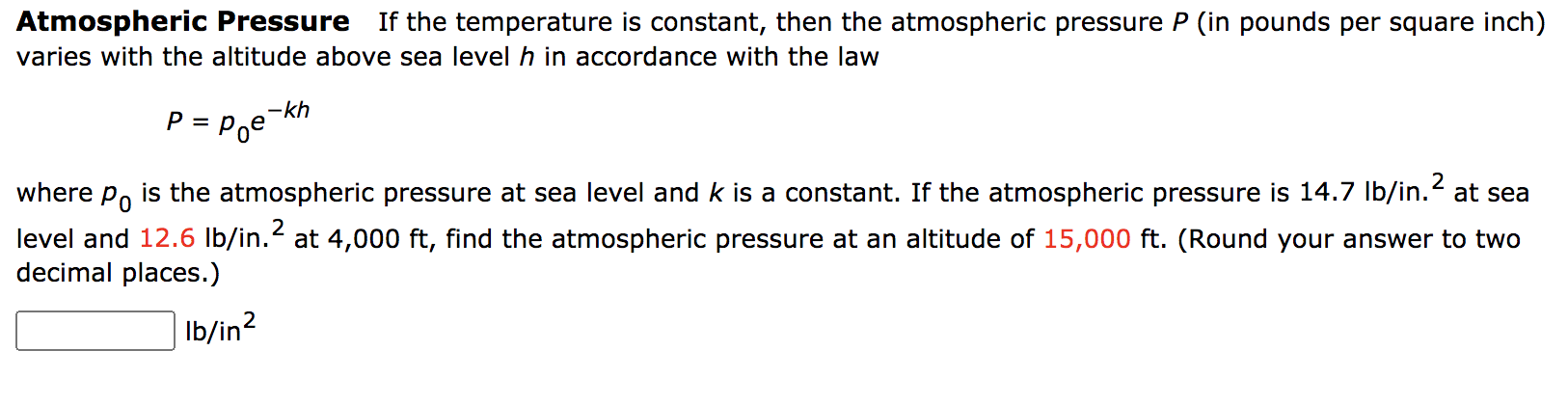 Solved Atmospheric Pressure If the temperature is constant, | Chegg.com