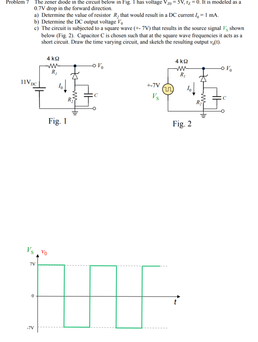 Solved Problem 7 The Zener Diode In The Circuit Below In | Chegg.com