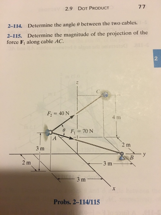 Solved Determine the angle 0 between the two cables. | Chegg.com