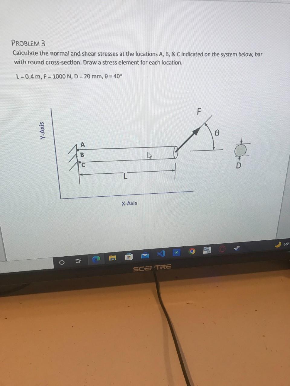 Solved PROBLEM 3 Calculate the normal and shear stresses at | Chegg.com
