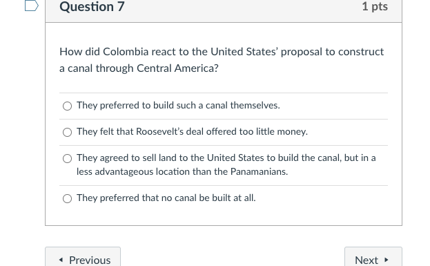 Solved Question 7 1 pts How did Colombia react to the United | Chegg.com