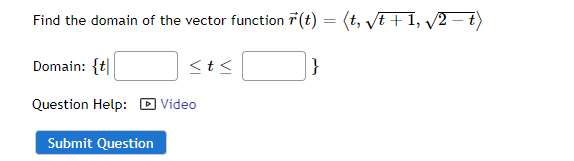 Solved Find the domain of the vector function | Chegg.com