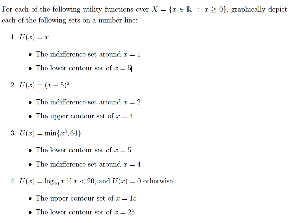 Solved = {x ER x >0}, graphically depict For each of the