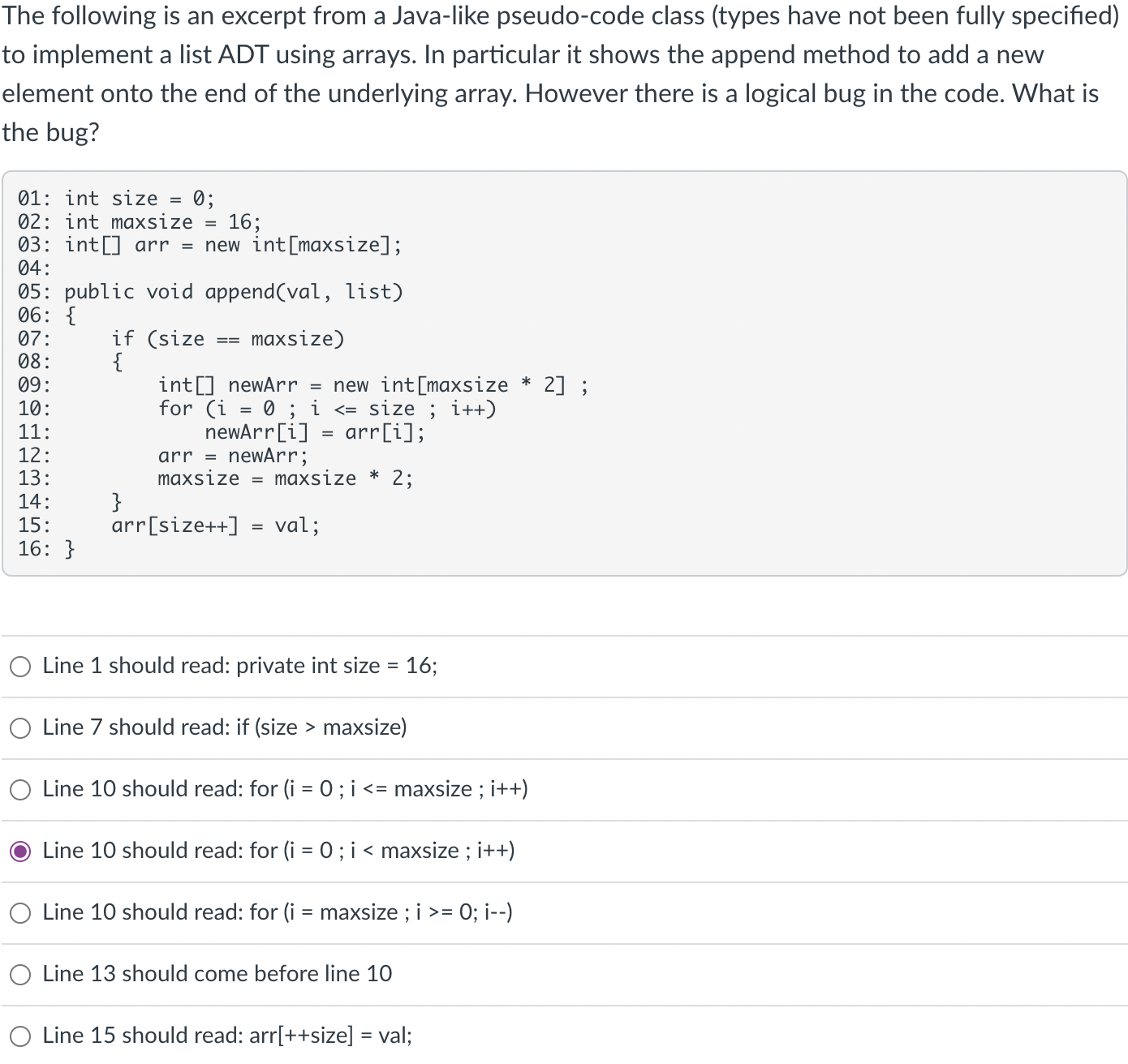 Solved The following is an excerpt from a Java-like | Chegg.com