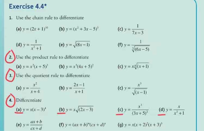 Solved Exercise 4.4* 1. Use the chain rule to differentiate | Chegg.com