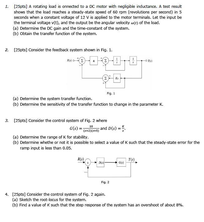 Solved 1. [25pts] A rotating load is onnected to a DC motor | Chegg.com