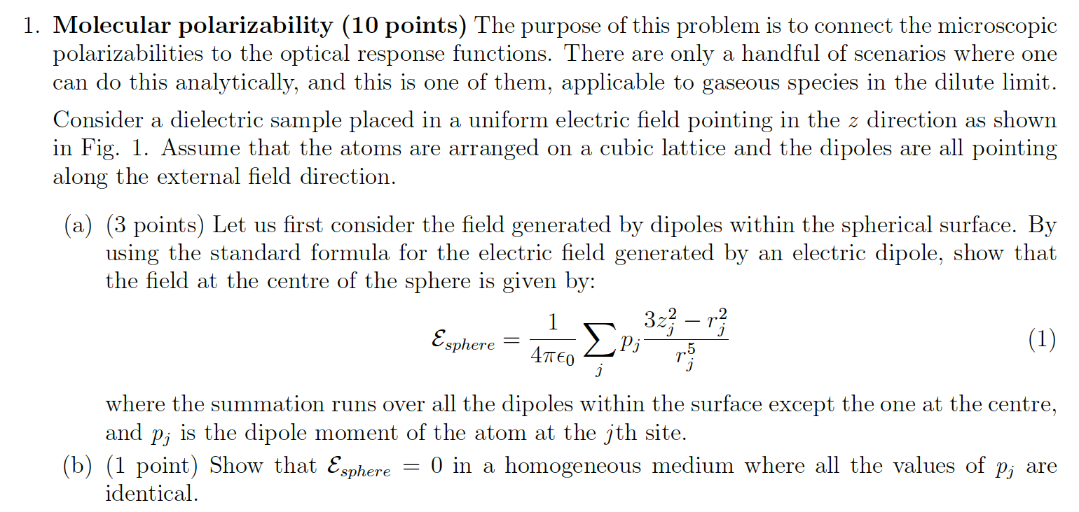 1 Molecular Polarizability 10 Points The Purpos - 