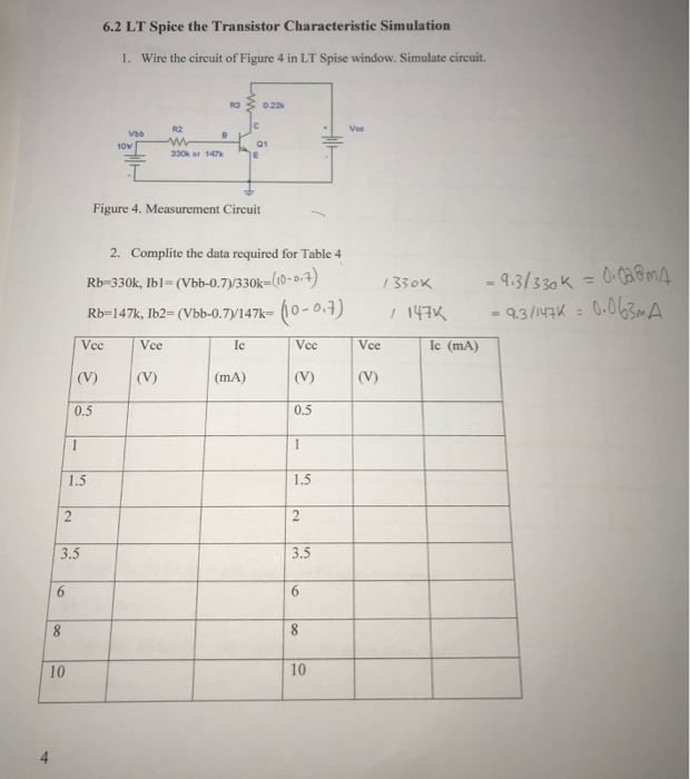 Solved 6.2 LT Spice the Transistor Characteristic Simulation | Chegg.com
