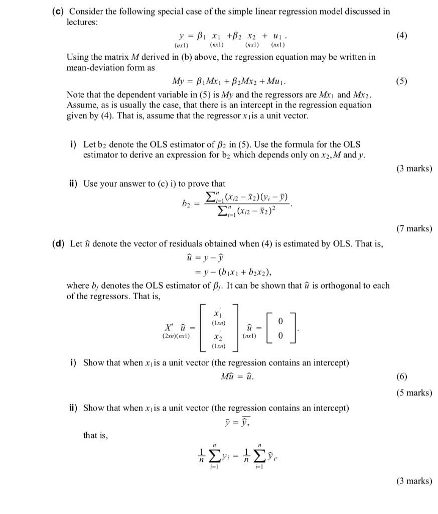 Solved (a) Let i be an nx1 unit vector ( a vector every | Chegg.com