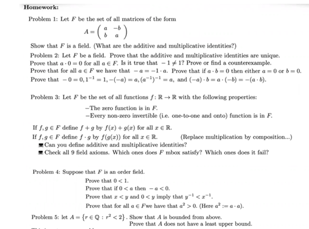 Solved Homework: Problem 1: Let F be the set of all matrices | Chegg.com