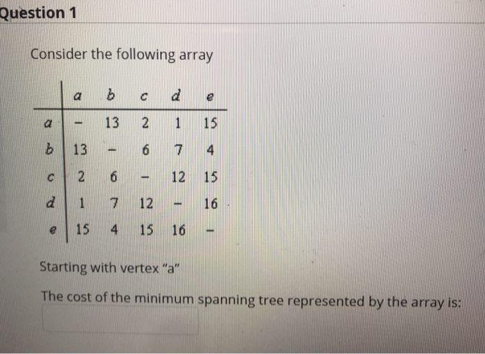 Solved Question1 Consider The Following Array A B C De A13 2 | Chegg.com