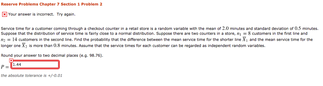Solved Reserve Problems Chapter 7 Section 1 Problem 2 x Your | Chegg.com