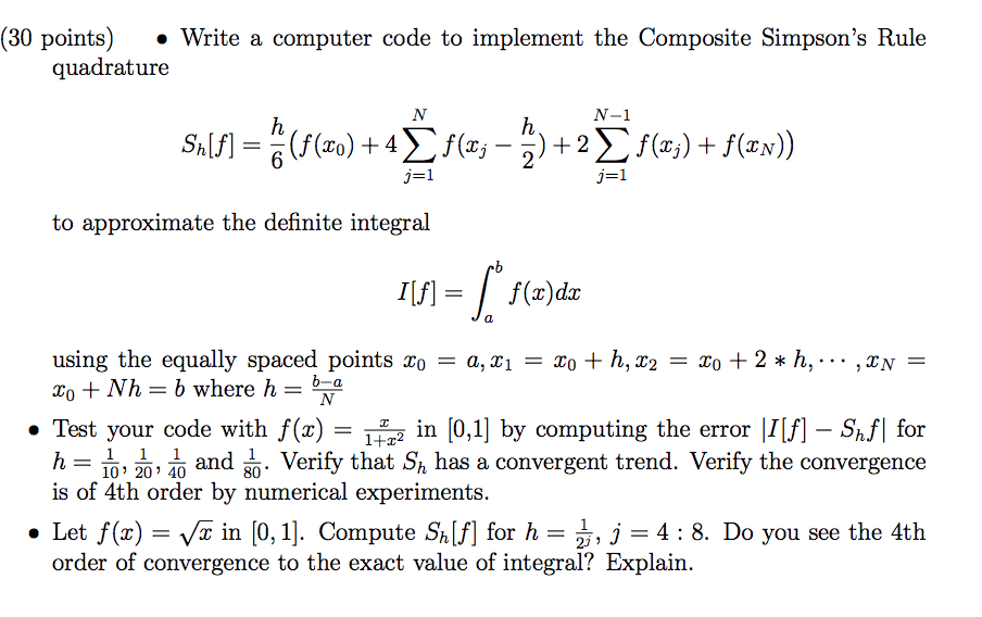 Solved (30 points) • Write a computer code to implement the | Chegg.com