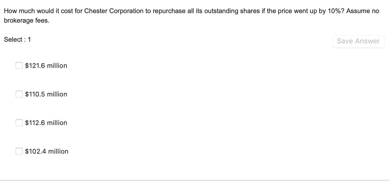 how-much-would-it-cost-for-chester-corporation-to-chegg