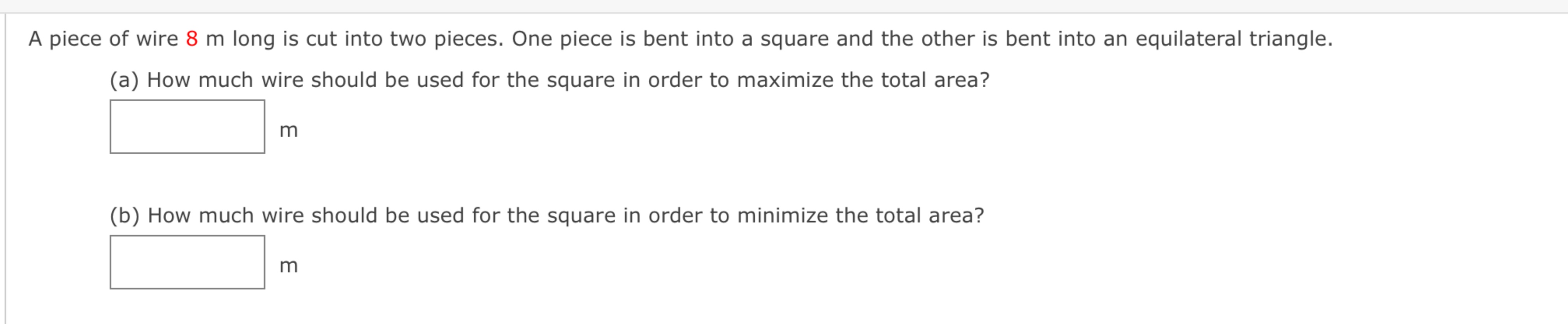 Answered: A piece of wire 8 m long is cut into…