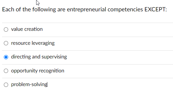 Solved Each Of The Following Are Entrepreneurial | Chegg.com