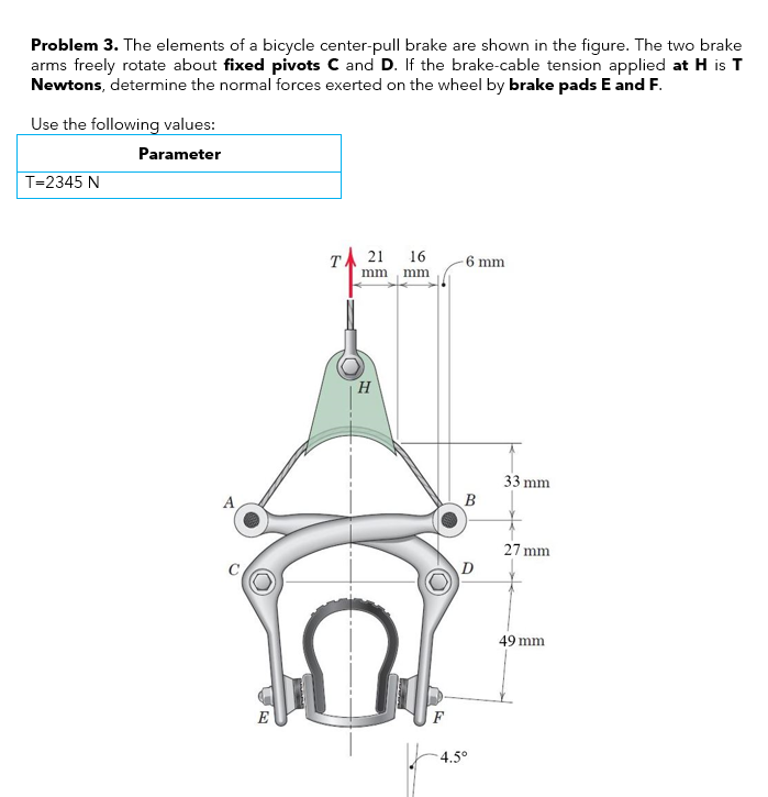 Solved Problem 3. The elements of a bicycle center-pull | Chegg.com