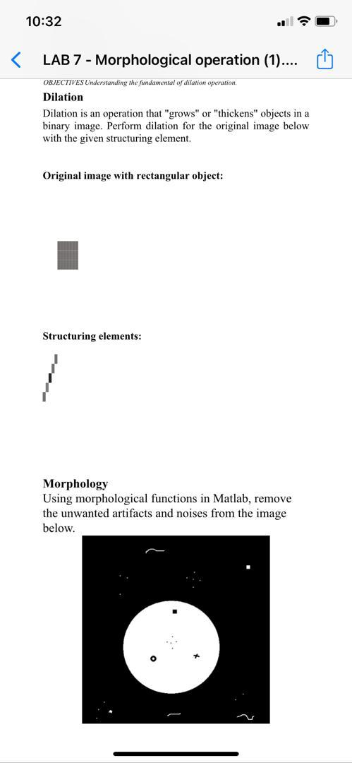 10:32 LAB 7 - Morphological operation (1).... | Chegg.com