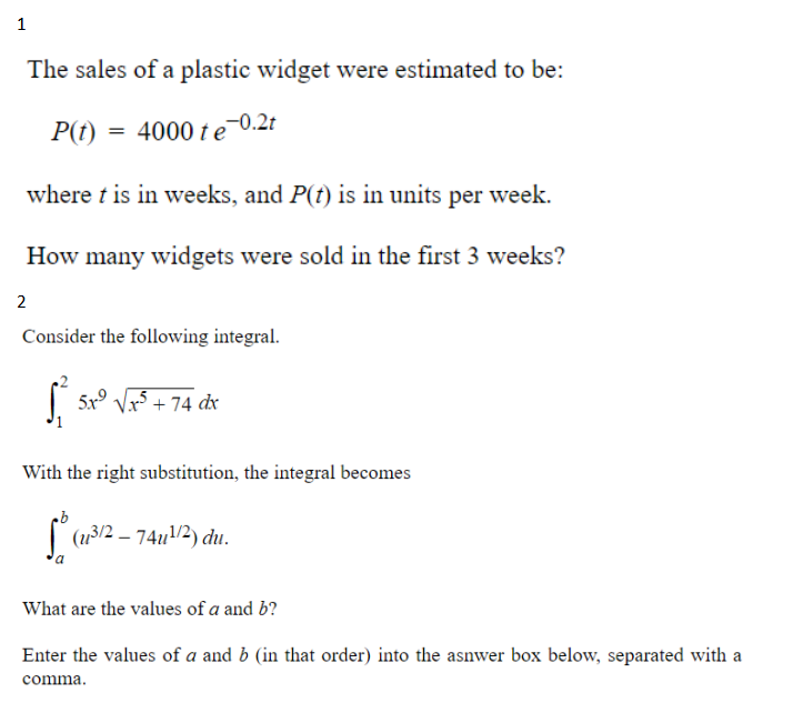 Solved 1 The sales of a plastic widget were estimated to be: | Chegg.com