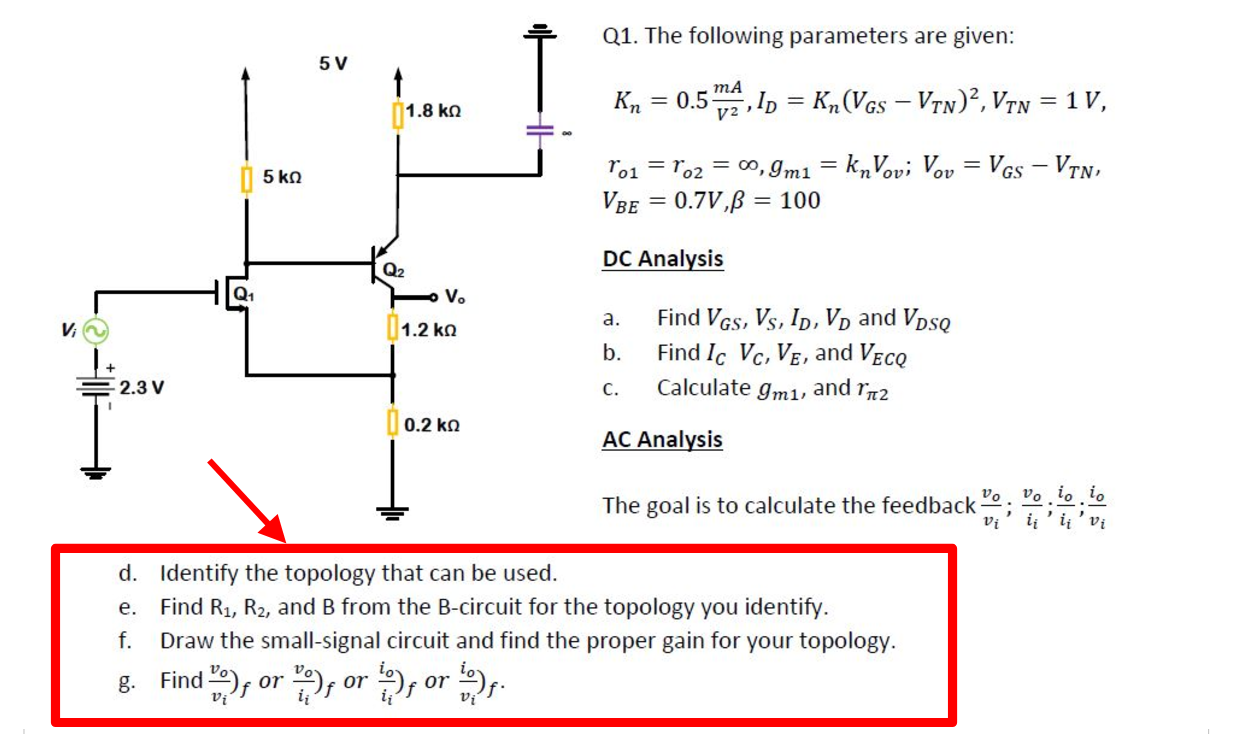 Solved Q1 The Following Parameters Are Given 5 V 1 8 Kw Kn Chegg Com