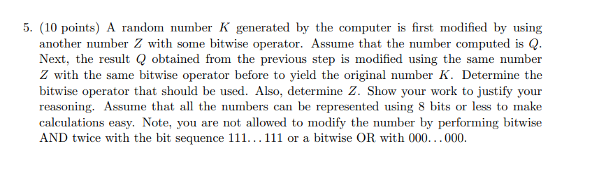 Solved 5. (10 points) A random number K generated by the | Chegg.com