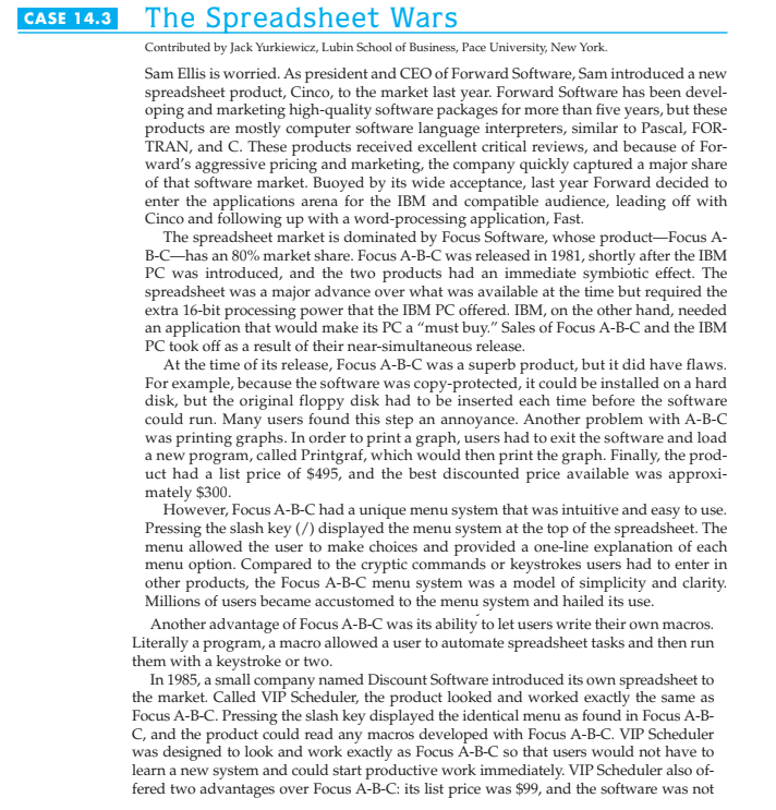 Solved CASE 14.3 The Spreadsheet Wars Contributed by Jack