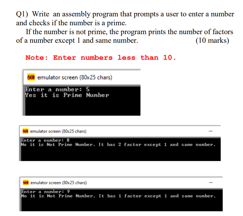 Solved Q1) Write an assembly program that prompts a user to | Chegg.com